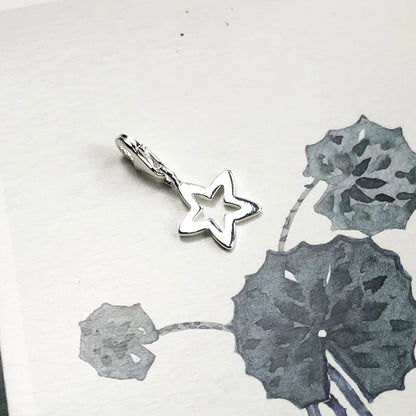 Damen-Charm-Anhänger Stern ausgeschnitten zeitlos aus Sterlingsilber