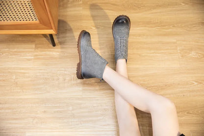 Stiefelette mit Schnürverschluss, graues Obermaterial, gepolsterter Einstieg