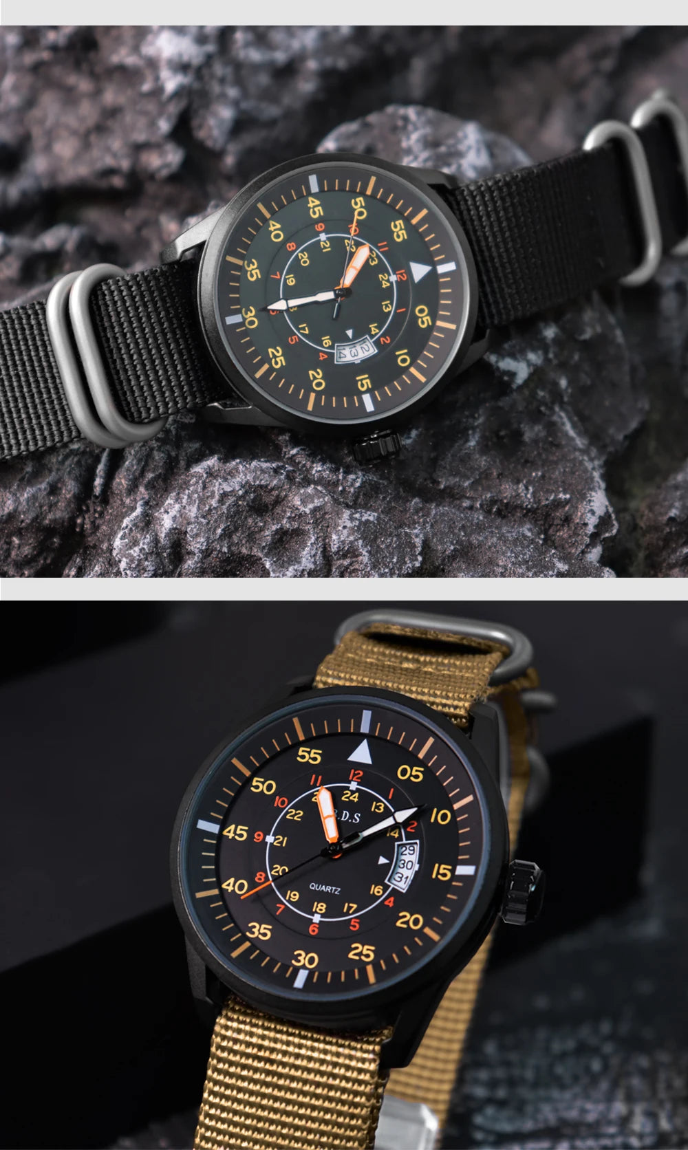 Herren-Quarzuhr mit Nylonarmband für Alltag und Freizeit