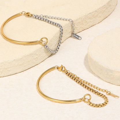 Damen-Armband mit Kastenkette und Stabglieder aus Edelstahl
