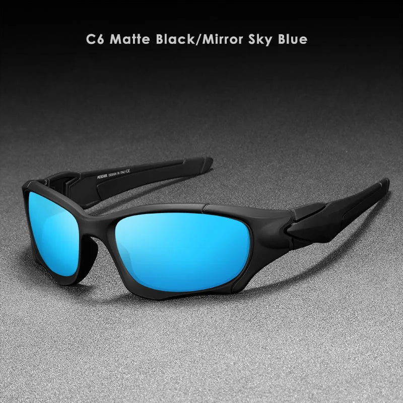 Sonnenbrille Radfahren polarisiert schwarz Krieger-Stil Reißverschlussetui Herren