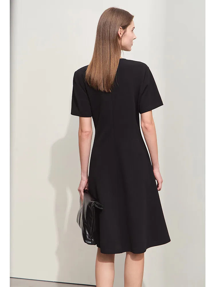 Elegantes V-Ausschnitt Strickkleid Für Damen Elastisch Schlank Und Bequem
