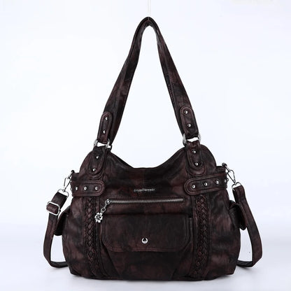 Damen-Handtasche aus PU mit Reißverschluss und Mehrfachfächern, ideal für Alltag und Freizeit, Innenfutter aus Polyester