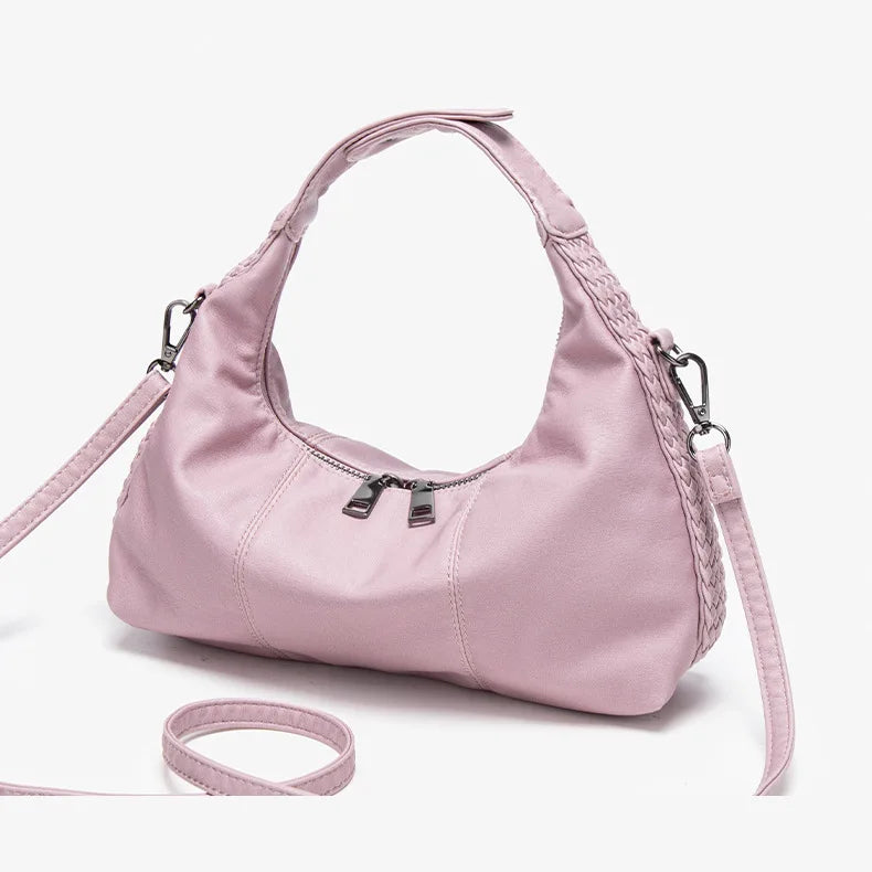 Damen-Hobo-Tasche Aus Weichem Kunstleder Mit Abnehmbarem Schulterriemen Schwarz Alltagstauglich