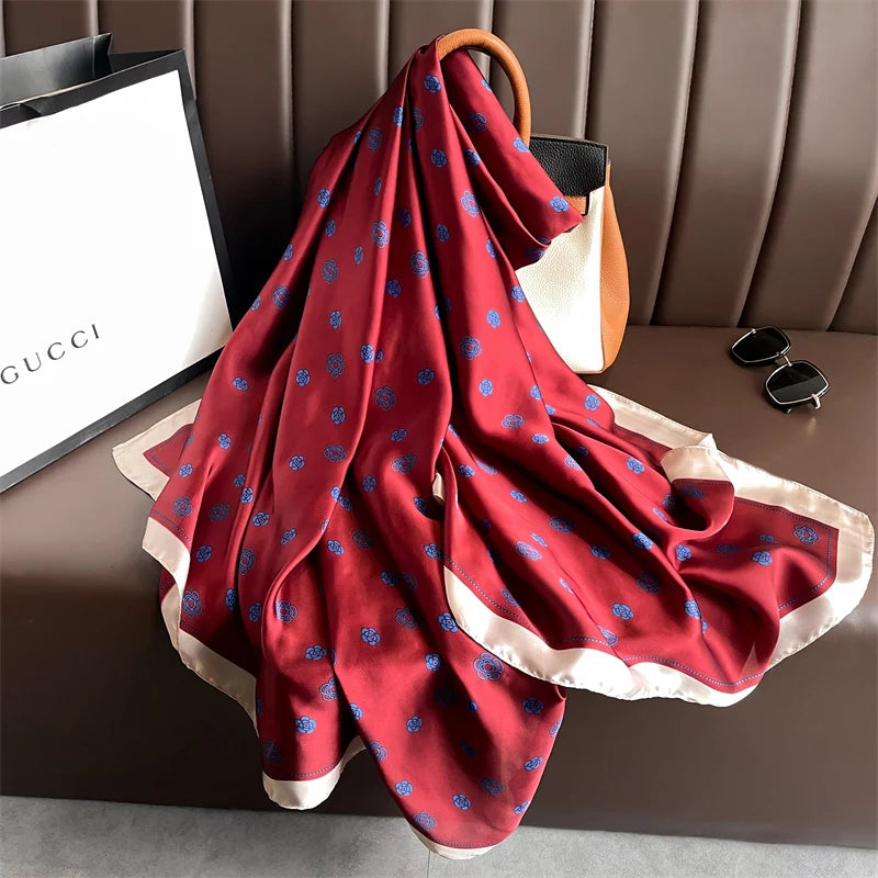 Damen Seidenschal groß 180x90cm Sommer Strand Foulard Bandana weich
