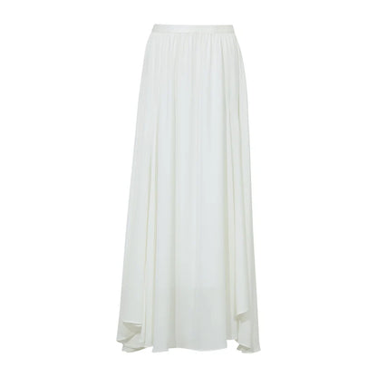 Chiffonrock für Damen Offwhite mit Falten, elastischer Taille und schwingendem, asymmetrischem Saum