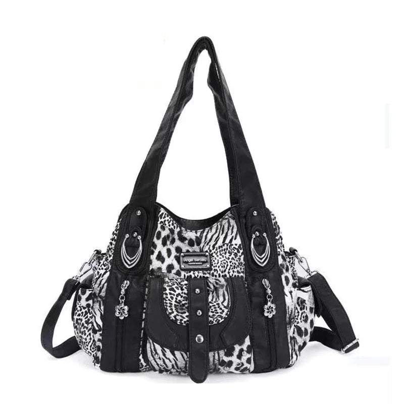 Damen-Schultertasche aus PU Mehrfachfächern Großem Fassungsvermögen Alltag und Reisen