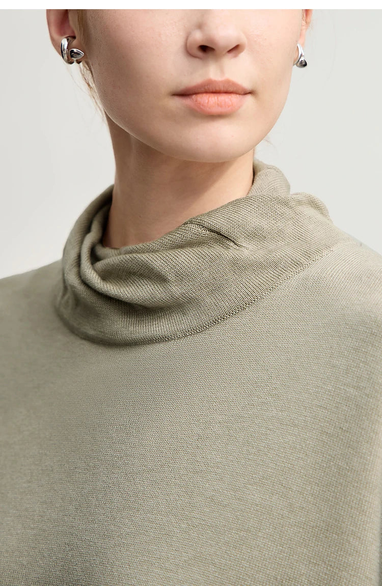 Beigefarbene Damenhose im Wolllook, Stoffdetail am Bundbereich