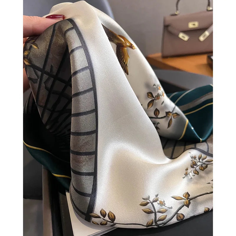 Damen Seidenschal quadratisch Luxus Haarband Halstuch Krawatte Handgelenk Bandana