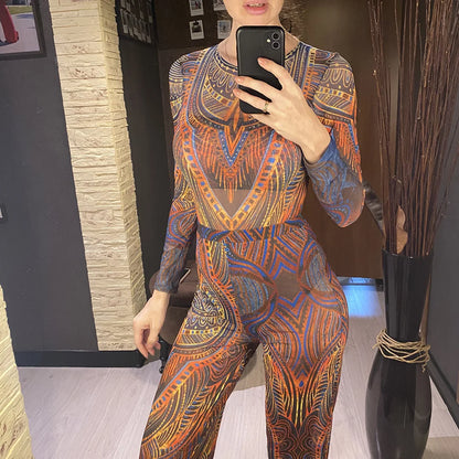 Damen-Hose mit Blumenmuster