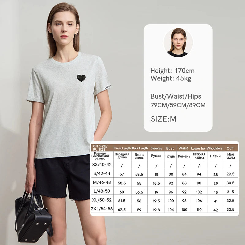 Damen T-Shirt im minimalistischen Stil mit bestickten Liebesperlen für den Sommer