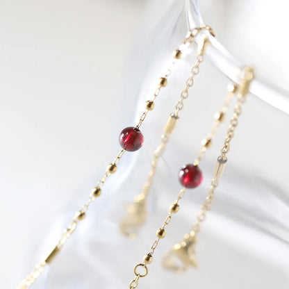 Damen-Armband mit Granat-Naturstein und Edelstahl