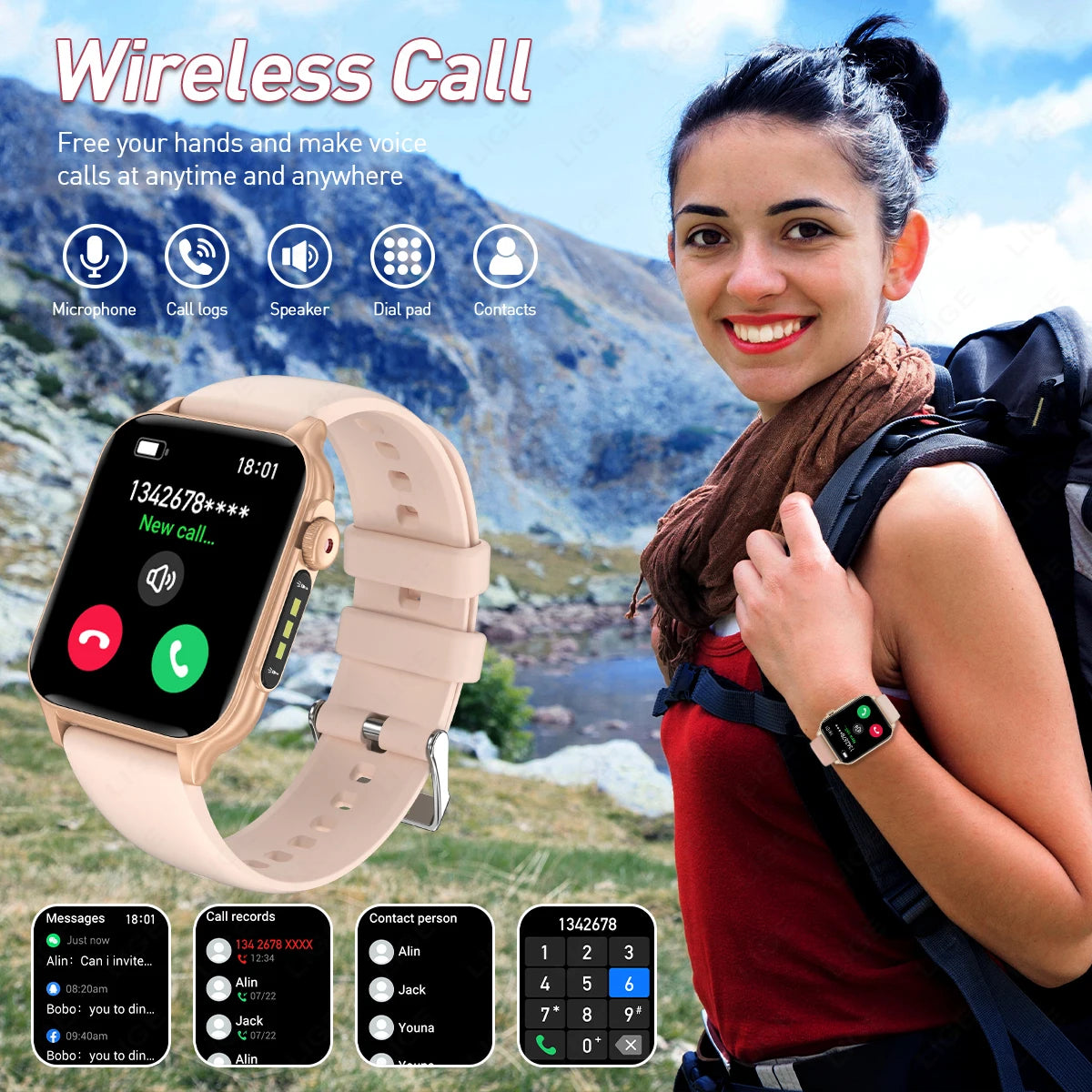 LIGE Neue Smart Watch 1,96 Zoll HD Display Antwort Anruf Nachricht Vorschau DIY Zifferblatt Gesundheitsüberwachung Sport Smartwatch Männer Frauen 2025