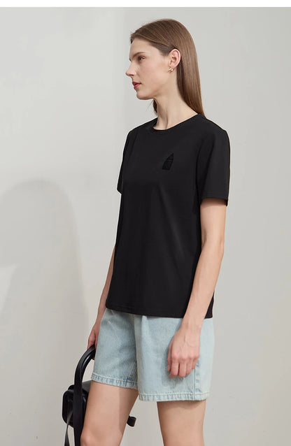 Damen T-Shirt aus Eisprozellan mit Rundhalsausschnitt und antibakteriellen Eigenschaften