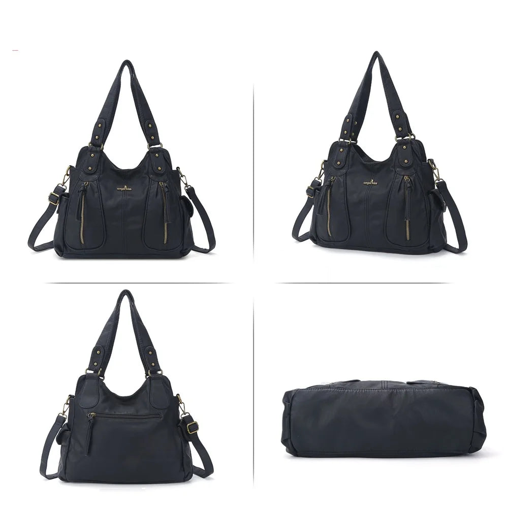 Damen-Schultertasche Aus Kunstleder Mit Leopardenmuster Und Große Kapazität Für Alltag