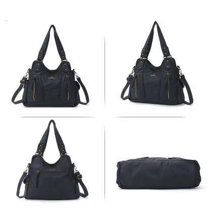 Damen-Handtasche aus PU-Leder Großes Crossbody-Design Vintage-Stil mit Reißverschluss Innenfach