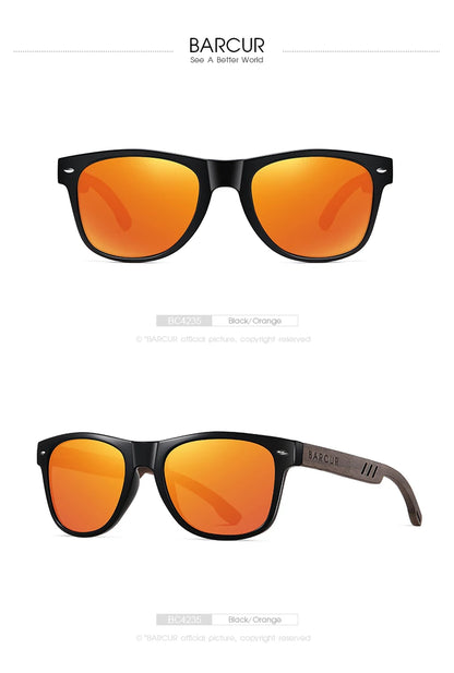 Sonnenbrille Walnussholz schwarz polarisiert UVA/B umweltfreundlich Herren