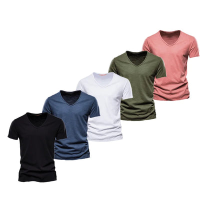 Herren T-Shirt im Casual-Stil mit V-Ausschnitt in einfarbigem Design