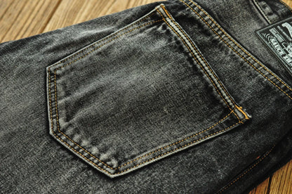 Herren Jeans aus Denim im Distressed Look mit gerader Passform