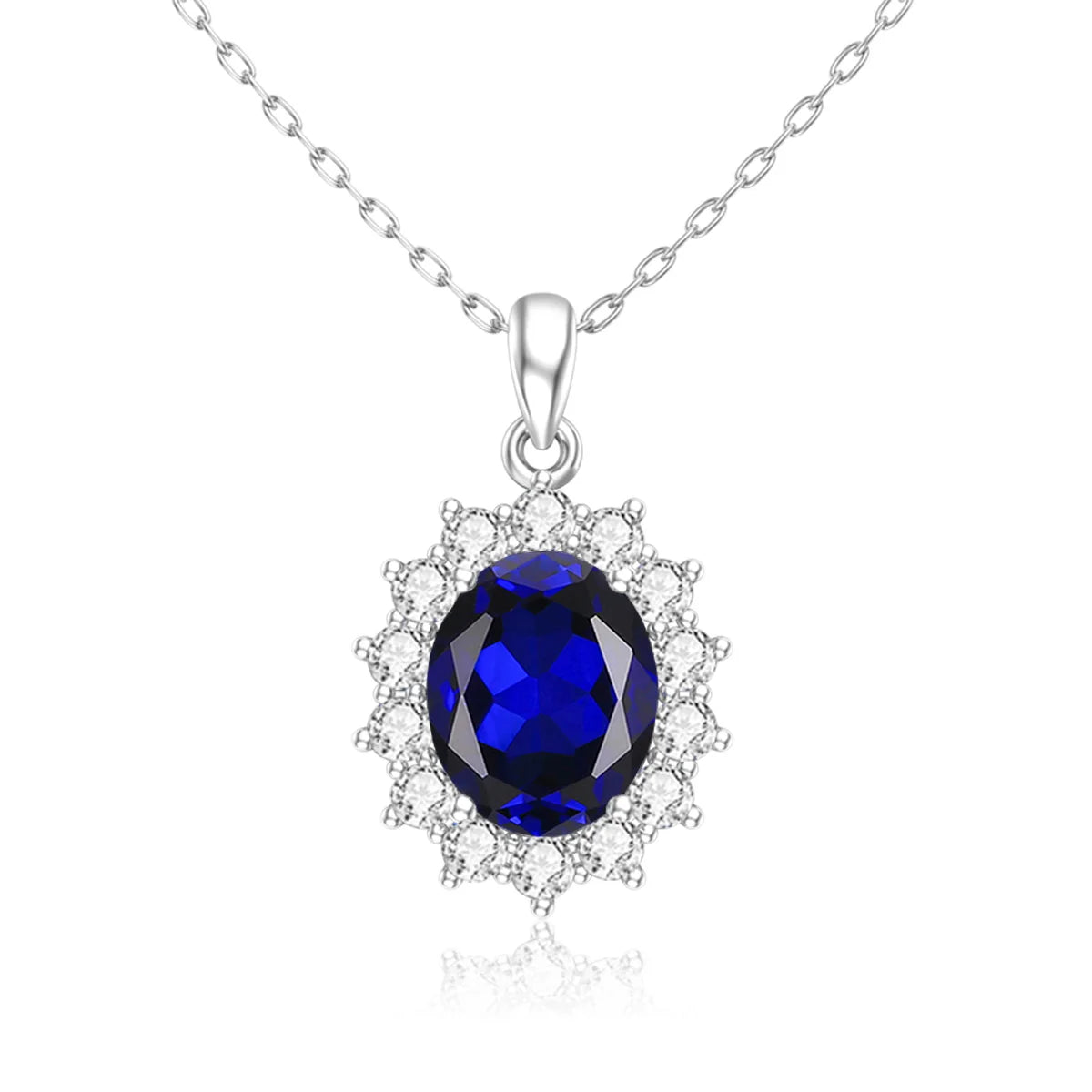 Damen-Halskette aus Sterlingsilber 925 mit ovalem Aquamarin-Anhänger, 5 Karat, Luxuriöses Valentinstagsgeschenk