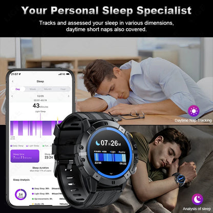 Herren Smartwatch mit 1,52 Zoll Display und wasserdichter Sportuhr-Funktion