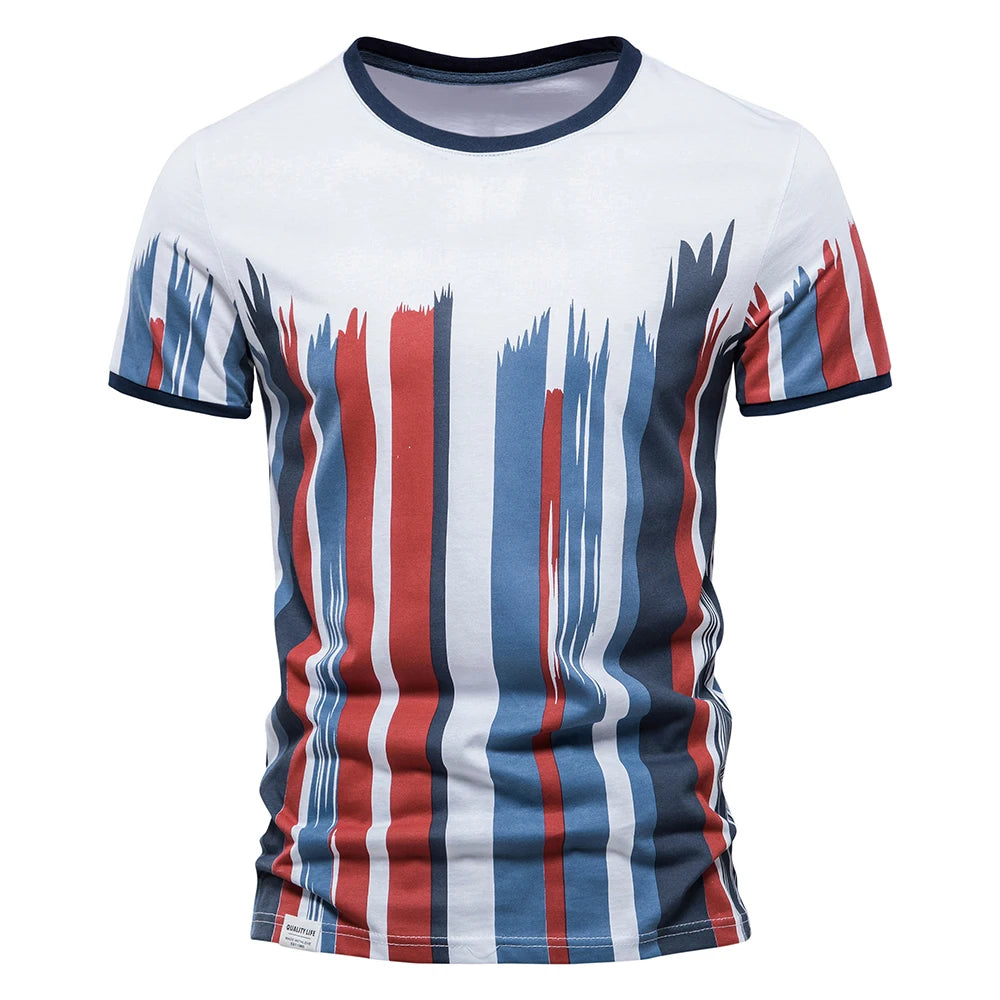 Aio peson 100% Baumwolle T-Shirts für Männer Kurzarm O-Ausschnitt Mode Druck Slim Fit Herren T-Shirts Casual Sommer Herren bekleidung