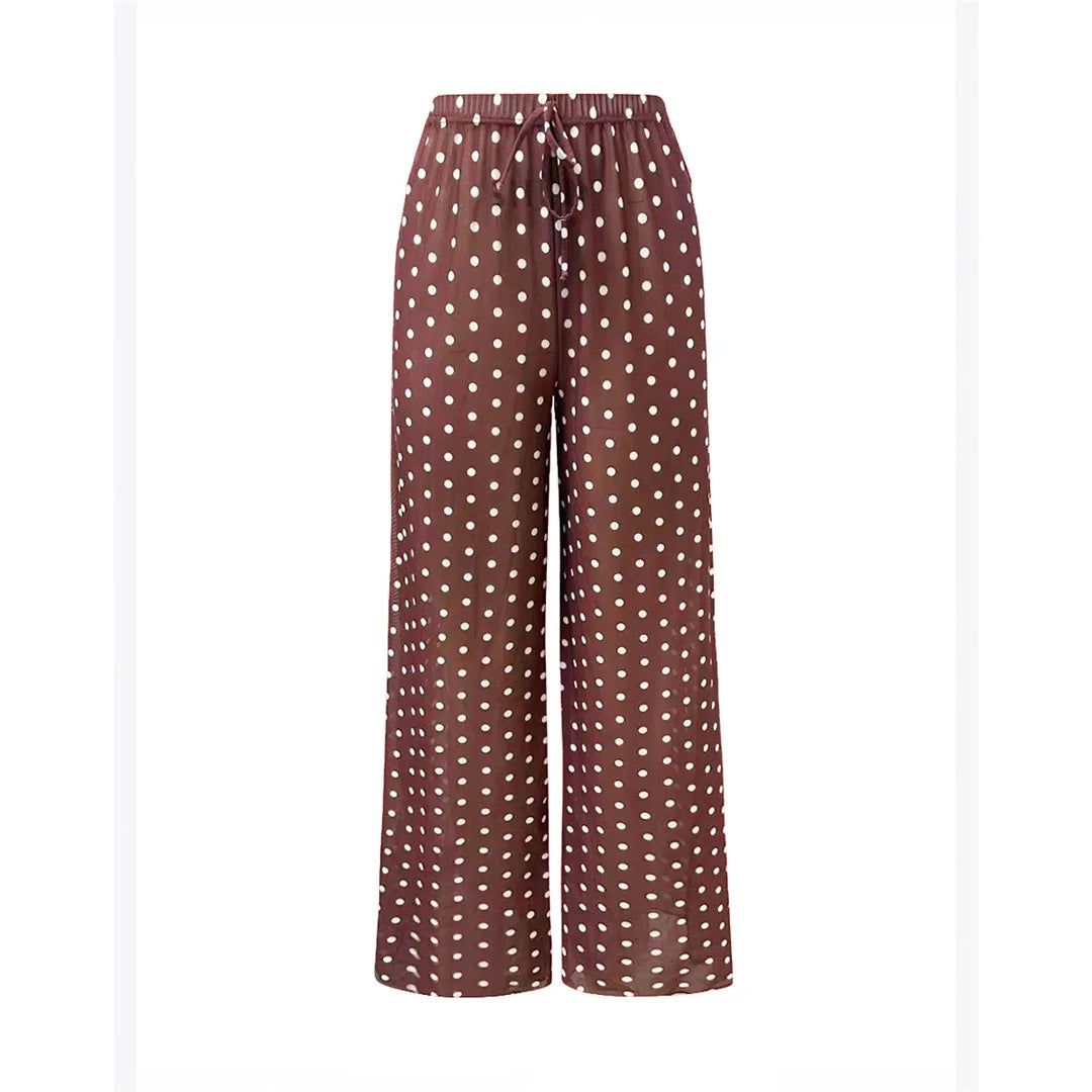 Damen Badeanzug Polka Dot Langarm Reißverschluss mit Hose gepolstert
