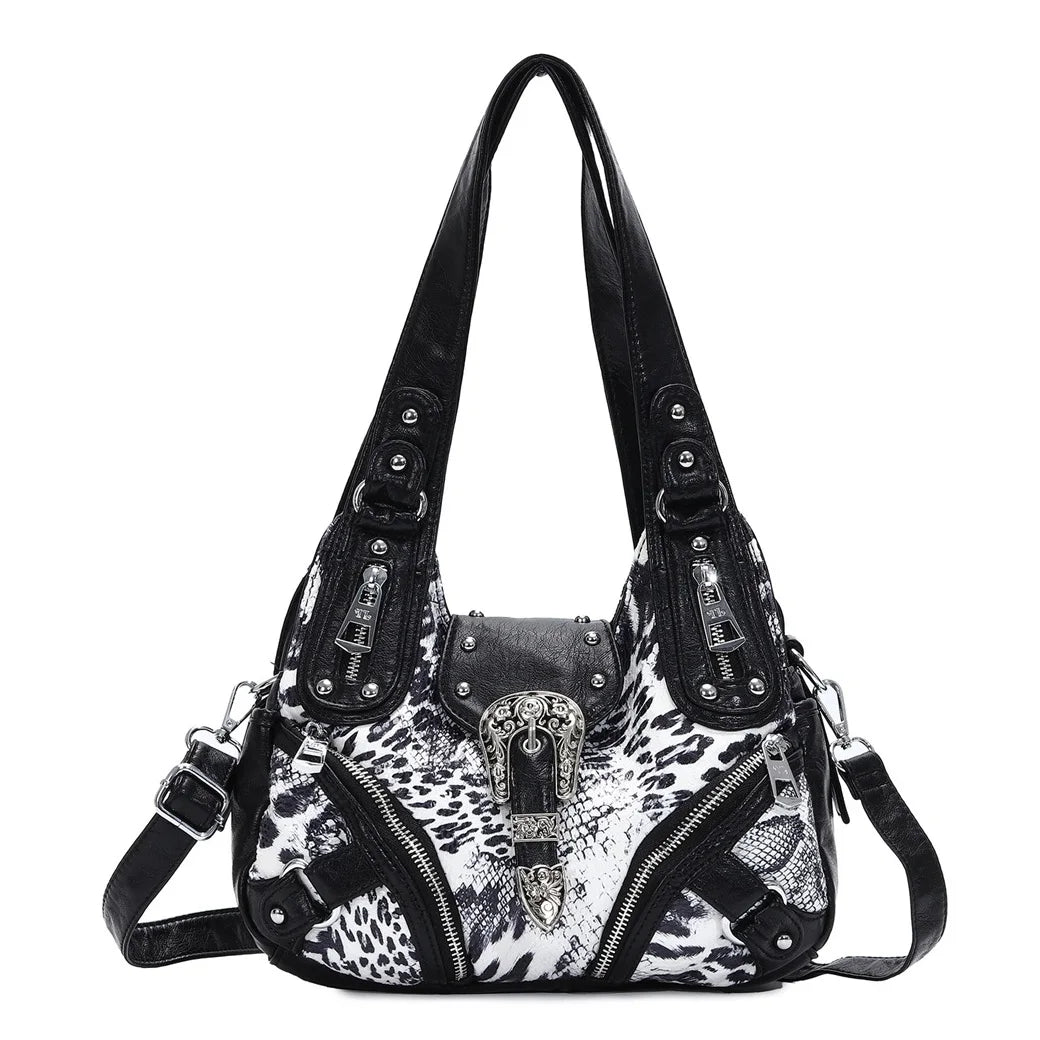 Damen-Hobo-Handtasche Aus Weichem Kunstleder Mit Leopardendruck Und Crossbody-Tragegurt Für Alltag