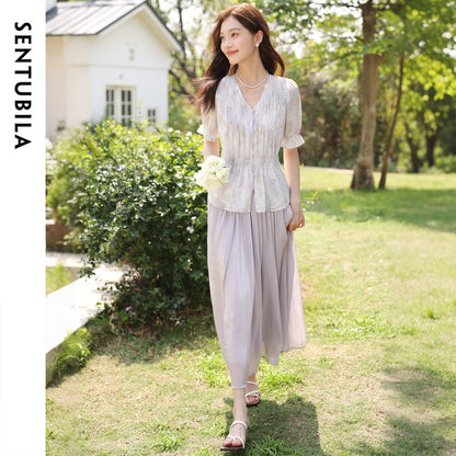 Damen-Lyocell-Bluse mit Reverskragen und Druckmuster – Einreihig und Komfortabel für Frühling und Sommer
