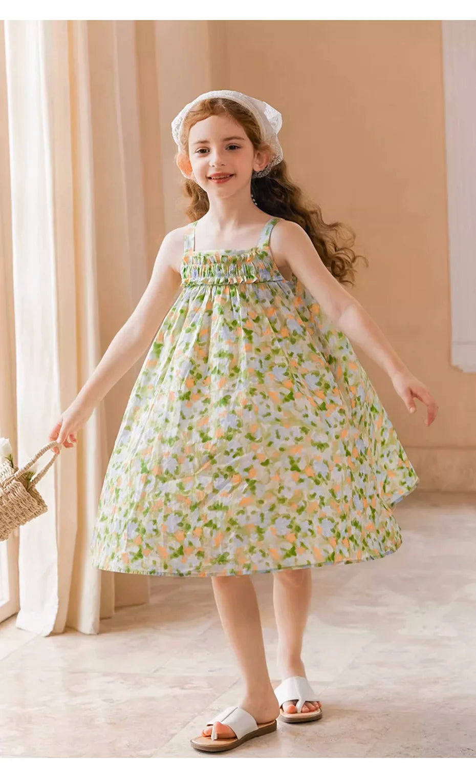 Leichtes Sommerkleid für Mädchen mit rosa Punkten und Prinzessinnen-Design – ideal für Partys und Hochzeiten