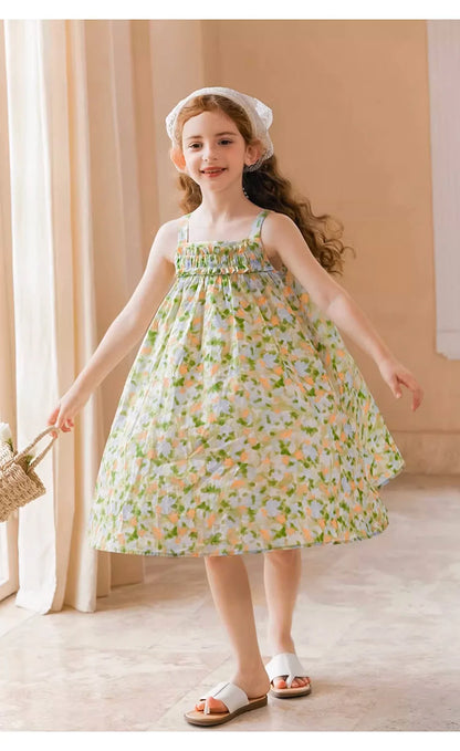 Leichtes Sommerkleid für Mädchen mit rosa Punkten und Prinzessinnen-Design – ideal für Partys und Hochzeiten