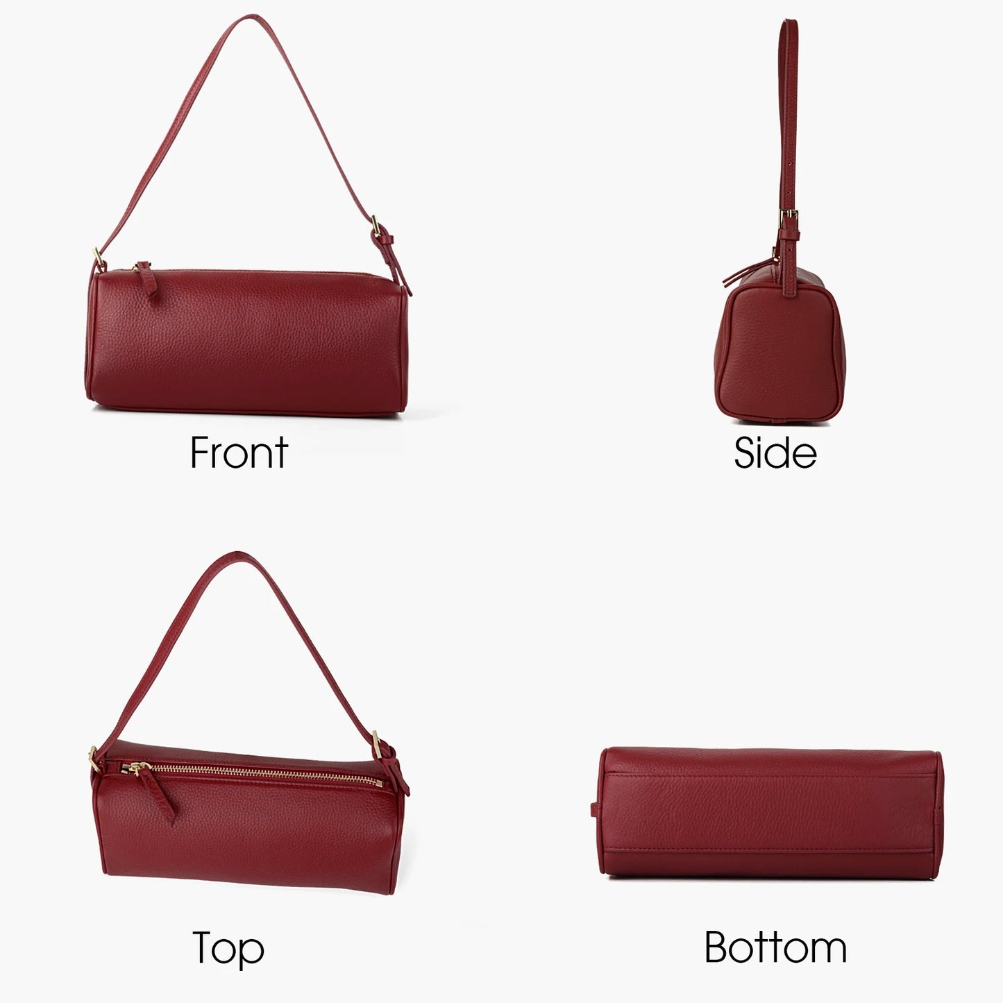 Rindsleder-Handtasche | Top-Handle Mit Schultergurt