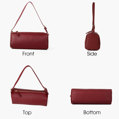 Rindsleder-Handtasche | Top-Handle Mit Schultergurt