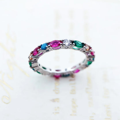 Damen-Ring bunte Steine königlich Bohemia aus Sterlingsilber