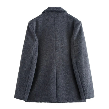 Elegante Damenjacke mit Reverskragen und langen Ärmeln – luxuriöses Patchwork-Design mit Taschen