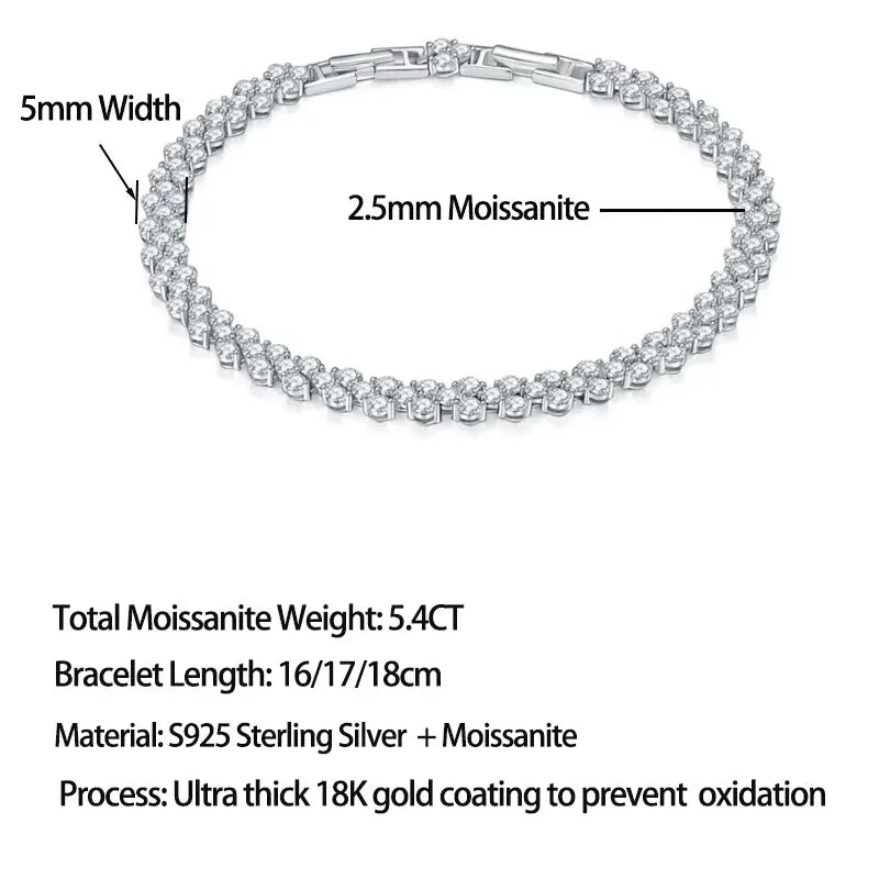 Damen-Tennisarmband mit Moissanit aus Sterlingsilber