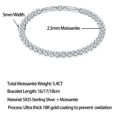 Damen-Tennisarmband mit Moissanit aus Sterlingsilber