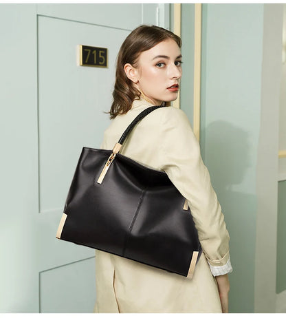 Damen Handtasche aus Rindsleder – Elegante Schultertasche mit Reißverschluss und großem Stauraum