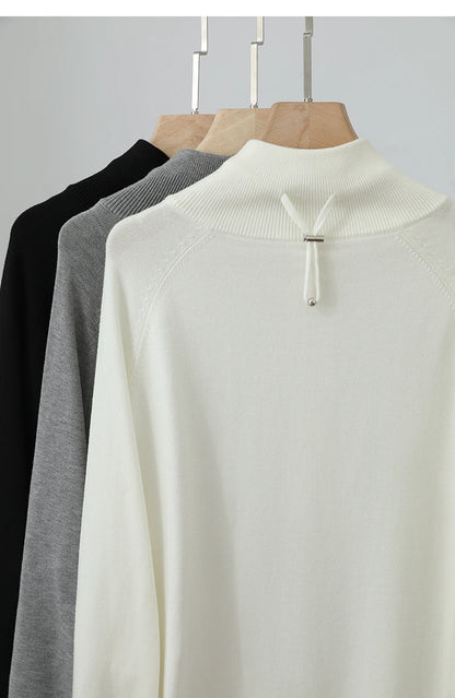 Damen-Rollkragenpullover locker Raglan Wolle-Mix Herbst-Winter