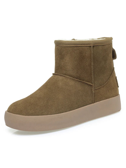 Damen Schnee Stiefel aus echtem Leder mit warmem Wollfutter