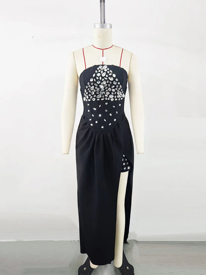 Elegantes Midi-Kleid mit schulterfreiem Ausschnitt, langen Ärmeln und Pailletten-Patchwork – figurbetontes Design für Damen