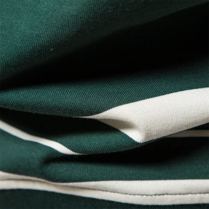 Herren Langarm Polo Shirt aus Baumwolle mit gestreiftem Reißverschluss