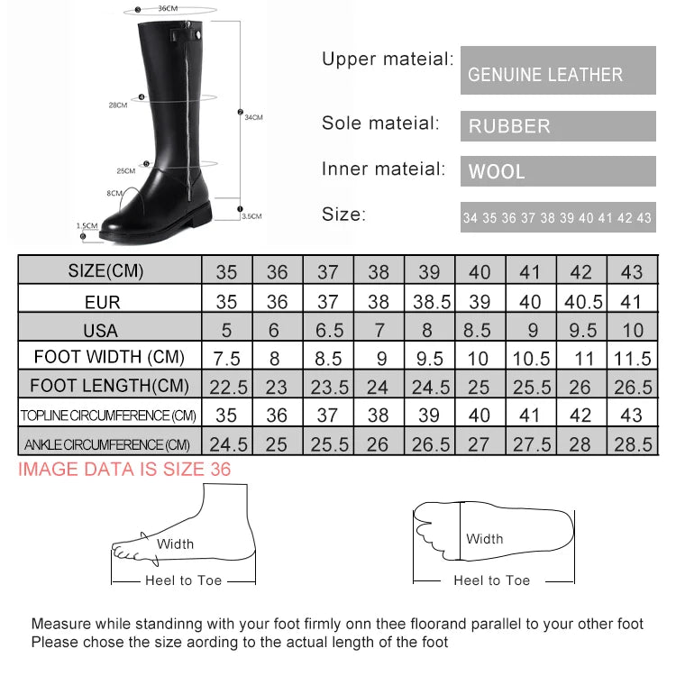 AIYUQI  Women Winter Boots 2025 New Genuine Leather Long Boots Women Big Size 41 42 43 Wool Warm Zipper Riding Boots Women