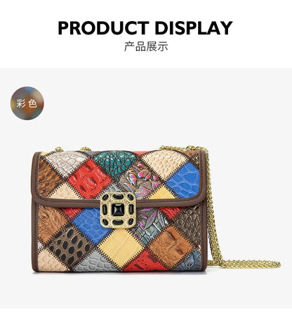 Damen-Schultertasche Aus Echtem Leder Kleine Handtasche Mit Gestepptem Kettenriemen Für Alltag Und Freizeit