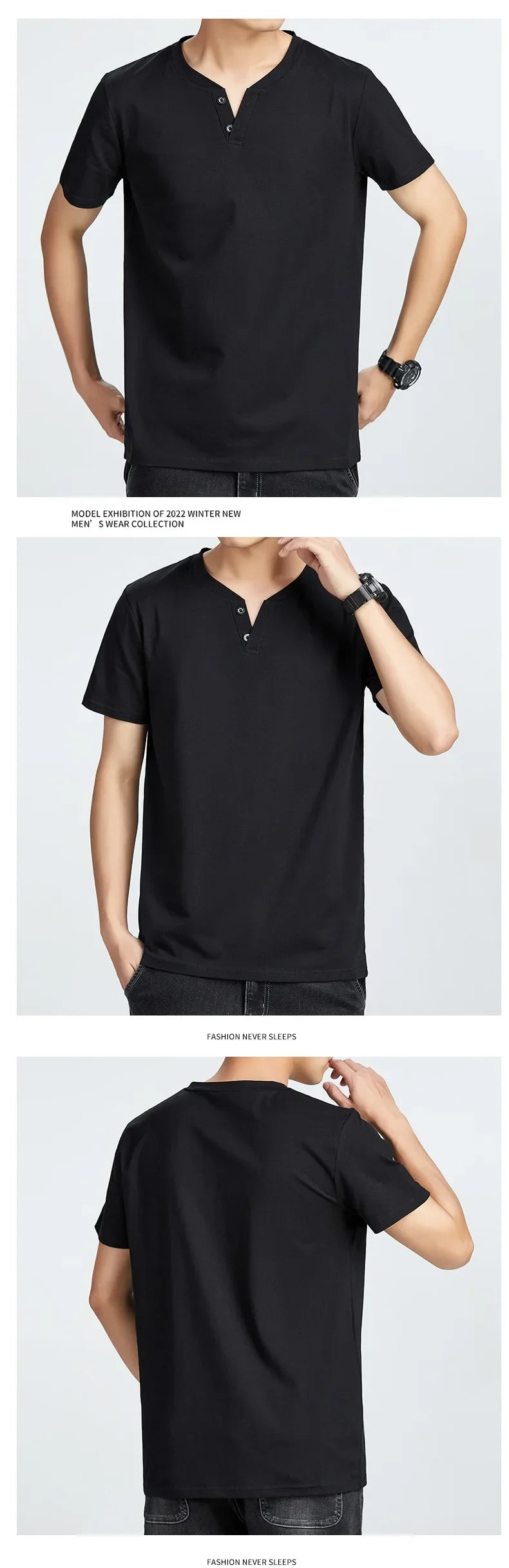 Leichtes Herren-T-Shirt mit Waffelstruktur, Farbblock-Design und Rundhalsausschnitt – kurzärmelig und gepolstert