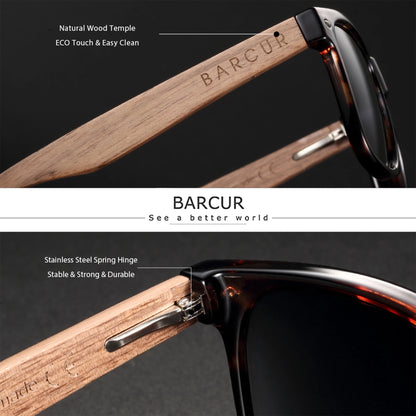Sonnenbrille Holz Walnuss schwarz polarisiert UV400 Original-Etui Herren