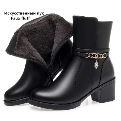 AIYUQI Women Snow Boots Winter 2025 New Genuine Leather Women Ankle Boots Round Toe Large Size Wool Women's Short Booties