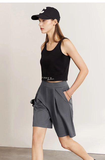 Damen Shorts im Minimalismus-Stil mit elastischer Taille für den Sommer