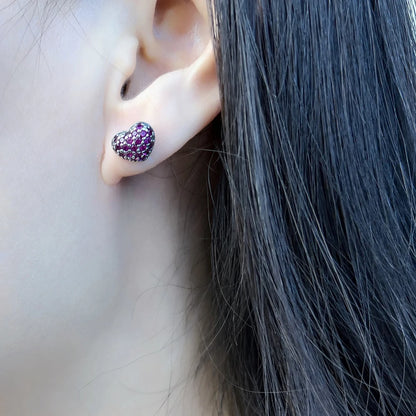 Damen-Ohrstecker rosa Herz glamourös aus Sterlingsilber