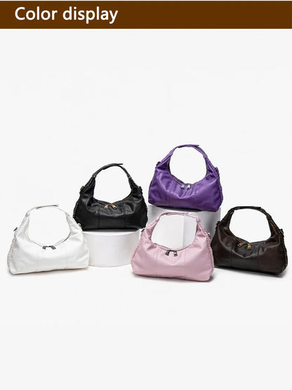 Damen-Hobo-Tasche Aus Weichem Kunstleder Mit Abnehmbarem Schulterriemen Schwarz Alltagstauglich